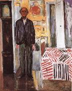 Edvard Munch The Figure Between clock and bed oil painting artist